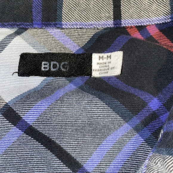Urban Outfitters BDG | Grey Blue Red Purple Plaid Flannel Shirt Womens Medium - Picture 7 of 8